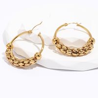 1 Pair Fashion Round Gold Plated Stainless Steel Gold Plated Hoop Earrings main image 3