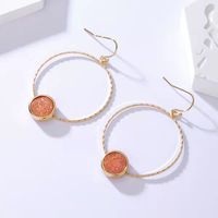 Fashion Round Copper Gold Plated Dangling Earrings 1 Pair main image 4