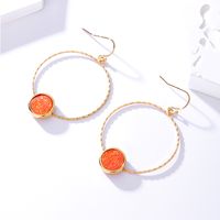 Fashion Round Copper Gold Plated Dangling Earrings 1 Pair main image 1
