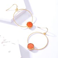 Fashion Round Copper Gold Plated Dangling Earrings 1 Pair main image 3