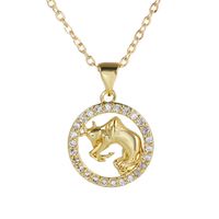Simple Style Animal Constellation Alloy Hollow Out Rhinestones Women's Pendant Necklace 1 Piece main image 3