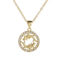 Simple Style Animal Constellation Alloy Hollow Out Rhinestones Women's Pendant Necklace 1 Piece sku image 12