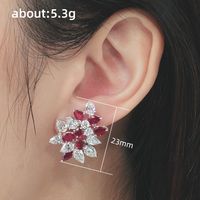 Fashion Petal Copper Inlay Artificial Diamond Ear Studs 1 Pair main image 3