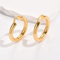 Fashion Round Copper Gold Plated Earrings 1 Pair main image 3