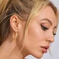 Fashion Round Copper Gold Plated Earrings 1 Pair main image 4