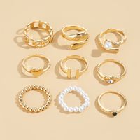 Fashion Heart Shape Alloy Rhinestones Beads Women's Rings 1 Set main image 3