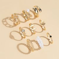 Fashion Heart Shape Alloy Rhinestones Beads Women's Rings 1 Set main image 5