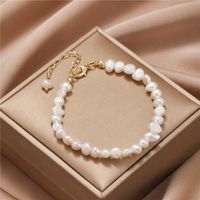 Fashion Geometric Oval Imitation Pearl Alloy Beaded Women's Bracelets Necklace 1 Piece sku image 1