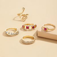 Fashion Snake Alloy Artificial Gemstones Women's Rings 1 Set main image 3