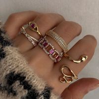 Fashion Snake Alloy Artificial Gemstones Women's Rings 1 Set sku image 1