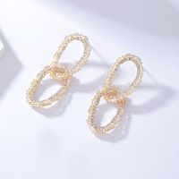 Fashion Circle Number Copper Gold Plated Zircon Drop Earrings 1 Pair main image 1
