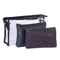 Women's All Seasons Pvc Pu Leather Solid Color Fashion Sequins Square Cosmetic Bag sku image 3