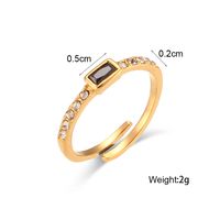 Fashion Square Stainless Steel Plating Inlay Zircon Open Ring 1 Piece main image 5