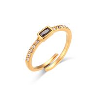 Fashion Square Stainless Steel Plating Inlay Zircon Open Ring 1 Piece sku image 1