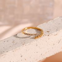 Fashion Round Stainless Steel Plating Inlay Zircon Open Ring 1 Piece main image 1