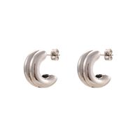 1 Pair Fashion C Shape Plating Stainless Steel Hoop Earrings sku image 1