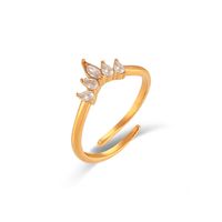 Fashion Crown Stainless Steel Plating Inlay Zircon Open Ring 1 Piece main image 5