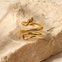 Fashion Snake Stainless Steel Plating Open Ring 1 Piece main image 6