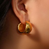 1 Pair Fashion C Shape Plating Stainless Steel Hoop Earrings main image 4