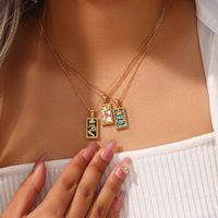 Fashion Square Stainless Steel Plating Inlay Zircon Pendant Necklace 1 Piece main image 3