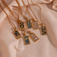 Fashion Square Stainless Steel Plating Inlay Zircon Pendant Necklace 1 Piece main image 2