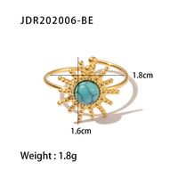 Fashion Sun Stainless Steel Plating Inlay Turquoise Gold Plated Open Ring sku image 1