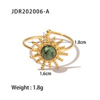 Fashion Sun Stainless Steel Plating Inlay Turquoise Gold Plated Open Ring sku image 1