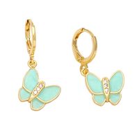 Moda Mariposa Cobre Embutido Circón Pendientes De Gota 1 Par sku image 1