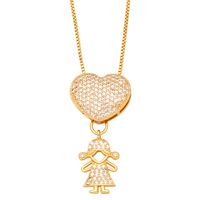 Fashion Human Heart Shape Copper Plating Inlay Zircon Pendant Necklace 1 Piece sku image 1