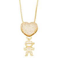 Fashion Human Heart Shape Copper Plating Inlay Zircon Pendant Necklace 1 Piece sku image 2