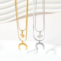 Fashion Moon Stainless Steel Plating Layered Necklaces 1 Piece main image 6