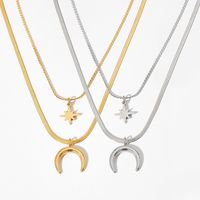 Fashion Moon Stainless Steel Plating Layered Necklaces 1 Piece main image 2