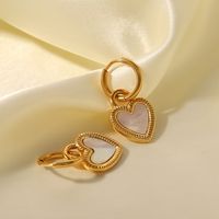 Fashion Heart Shape Stainless Steel Inlay Shell Drop Earrings 1 Pair main image 5