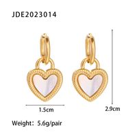 Fashion Heart Shape Stainless Steel Inlay Shell Drop Earrings 1 Pair sku image 1