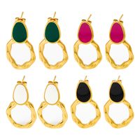 Retro Solid Color Stainless Steel Plating Drop Earrings 1 Pair main image 4