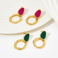 Retro Solid Color Stainless Steel Plating Drop Earrings 1 Pair main image 3