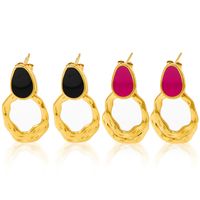 Retro Solid Color Stainless Steel Plating Drop Earrings 1 Pair main image 2