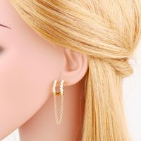 1 Pair Fashion C Shape Inlay Copper Pearl Zircon 18k Gold Plated Hoop Earrings Ear Clips main image 5