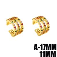 1 Pair Fashion C Shape Inlay Copper Pearl Zircon 18k Gold Plated Hoop Earrings Ear Clips main image 2