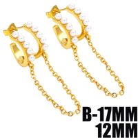 1 Pair Fashion C Shape Inlay Copper Pearl Zircon 18k Gold Plated Hoop Earrings Ear Clips sku image 2