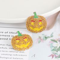 Fashion Pumpkin Alloy Inlay Artificial Diamond Women's Ear Studs 1 Pair main image 3