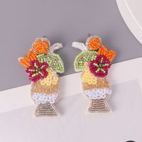 Fashion Wine Glass Beaded Women's Drop Earrings 1 Pair main image 2