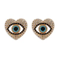 1 Paire Mode Forme De Cœur Incruster Alliage Strass Perle Boucles D'oreilles main image 4