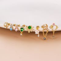 Fashion Flower Metal Plating Inlay Zircon Ear Studs 1 Piece main image 2