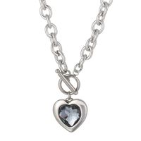 Fashion Heart Shape Titanium Steel Plating Inlay Glass Pendant Necklace 1 Piece sku image 1