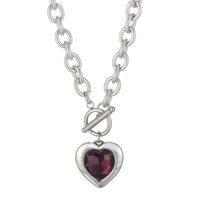 Fashion Heart Shape Titanium Steel Plating Inlay Glass Pendant Necklace 1 Piece sku image 4