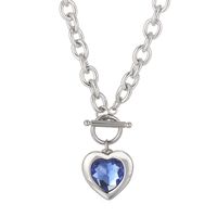 Fashion Heart Shape Titanium Steel Plating Inlay Glass Pendant Necklace 1 Piece sku image 3