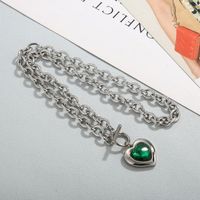 Fashion Heart Shape Titanium Steel Plating Inlay Glass Pendant Necklace 1 Piece main image 5