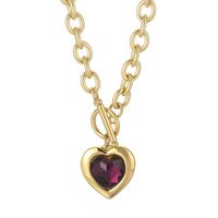 Fashion Heart Shape Titanium Steel Plating Inlay Glass Pendant Necklace 1 Piece main image 2