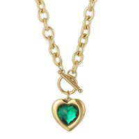 Fashion Heart Shape Titanium Steel Plating Inlay Glass Pendant Necklace 1 Piece sku image 11
